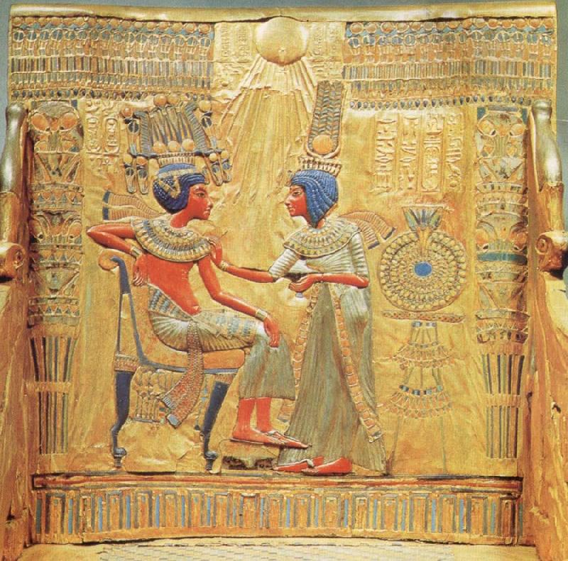unknow artist Back of a throne from the tomb of Toetanchamon oil painting image